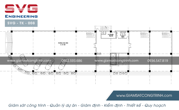 Mặt bằng tầng 1 tòa nhà văn phong Âu Á Building 10 tầng SVG TK 008 Mat bang tang 1