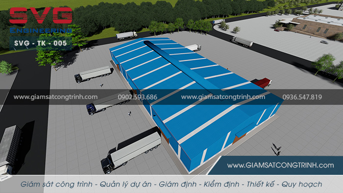 Phối cảnh kho bãi thiết kế cảng tổng hợp Vinalines Hậu Giang - SVG TK 005 Phoi canh kho hang Cang Vinalines Hau Giang