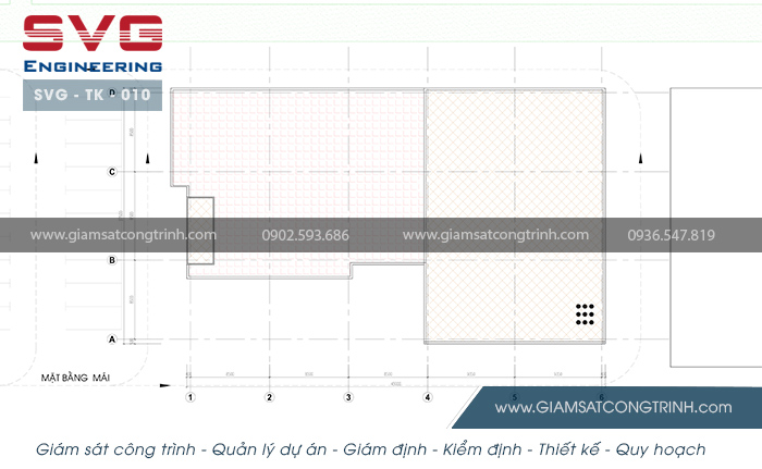 Mặt bằng tầng mái D1 tòa nhà Trung tâm hỗ trợ vận tải và Văn phòng cho thuê 9 tầng - SVG TK 010 Mat bang tang mai