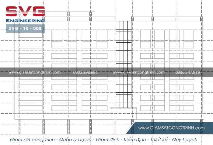 Mặt đứng tòa nhà văn phong Âu Á Building 10 tầng SVG TK 008 Mat dung cong trinh