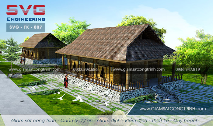 Thiết kế nhà nửa sàn nửa đất khu bảo tồn văn hóa người Dao Thanh Y Quảng Ninh - SVG TK 007 Thiet ke nha nua san nua dat